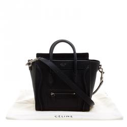 Pre Owned Celine Black Leather Nano Luggage Tote