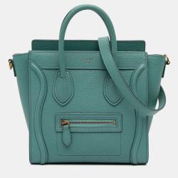 Pre Owned Celine Blue Nano Goatskin Luggage Tote