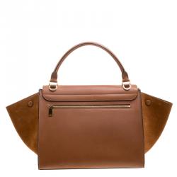 Pre Owned Celine Brown Leather and Suede Medium Trapeze Tote