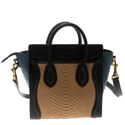 مملوكة مسبقًا Celine Multicolor Python and Leather Nano Luggage Tote