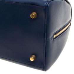 Pre Owned Celine Navy Blue Leather Top Handle Bag