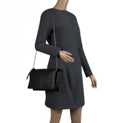Pre Owned Celine Black Leather Trifold Chain Clutch