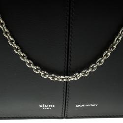 Pre Owned Celine Black Leather Trifold Chain Clutch