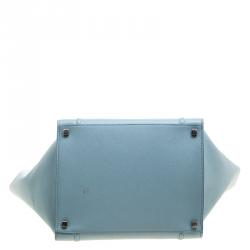 Pre Owned Celine Light Blue Leather Medium Phantom Luggage Tote