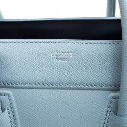 Pre Owned Celine Light Blue Leather Medium Phantom Luggage Tote