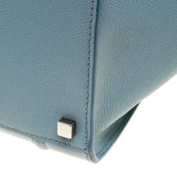 Pre Owned Celine Light Blue Leather Medium Phantom Luggage Tote