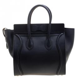 مملوكة مسبقًا Celine Navy Blue Leather Mini Luggage Tote
