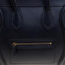 مملوكة مسبقًا Celine Navy Blue Leather Mini Luggage Tote