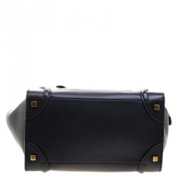 مملوكة مسبقًا Celine Navy Blue Leather Mini Luggage Tote