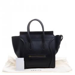 مملوكة مسبقًا Celine Navy Blue Leather Mini Luggage Tote