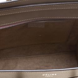 Pre Owned Celine Khaki Leather Nano Luggage Tote