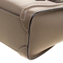Pre Owned Celine Khaki Leather Nano Luggage Tote