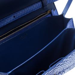 Pre Owned Celine Blue Python Medium Classic Box Shoulder Bag