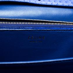 Pre Owned Celine Blue Python Medium Classic Box Shoulder Bag