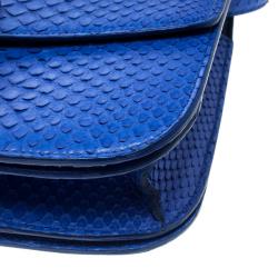 Pre Owned Celine Blue Python Medium Classic Box Shoulder Bag