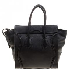 Pre Owned حقيبة يد سيلين مايكرو لاغيدج جلد سوداء