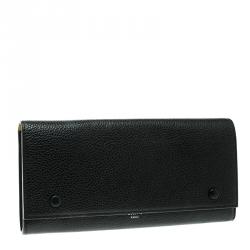 Pre Owned Celine Black Leather Large Multifunction Flap Wallet