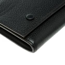 Pre Owned Celine Black Leather Large Multifunction Flap Wallet