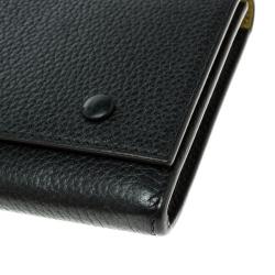 Pre Owned Celine Black Leather Large Multifunction Flap Wallet