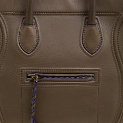 Pre Owned Celine Fatigue Green Leather Medium Phantom Luggage Tote