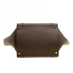 Pre Owned Celine Fatigue Green Leather Medium Phantom Luggage Tote