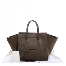 Pre Owned Celine Fatigue Green Leather Medium Phantom Luggage Tote