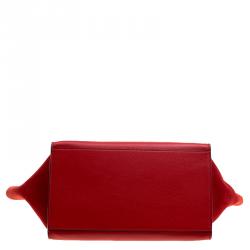 Pre Owned Celine Red Leather and Suede Medium Trapeze Bag
