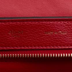 Pre Owned Celine Red Leather and Suede Medium Trapeze Bag