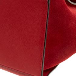 Pre Owned Celine Red Leather and Suede Medium Trapeze Bag