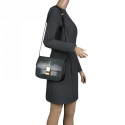 Pre Owned Celine Grey Stingray Medium Classic Box Shoulder Bag