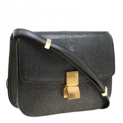 Pre Owned Celine Grey Stingray Medium Classic Box Shoulder Bag