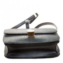 Pre Owned Celine Grey Stingray Medium Classic Box Shoulder Bag