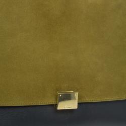 Pre Owned Celine Tricolor Smooth Calfskin and Suede Medium Trapeze Tote