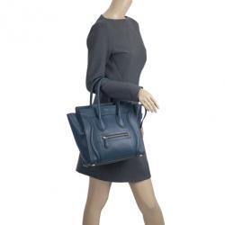 Pre Owned Celine Blue Micro Luggage Tote