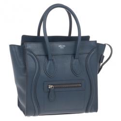 Pre Owned Celine Blue Micro Luggage Tote