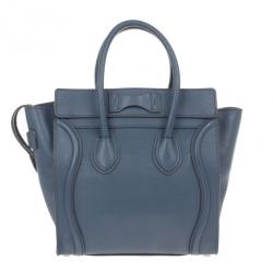 Pre Owned Celine Blue Micro Luggage Tote