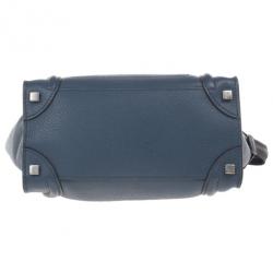 Pre Owned Celine Blue Micro Luggage Tote