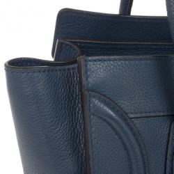 Pre Owned Celine Blue Micro Luggage Tote