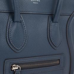 Pre Owned Celine Blue Micro Luggage Tote