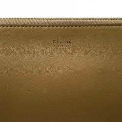 Pre Owned Celine Dark Beige/Red Leather Solo Clutch Pouch