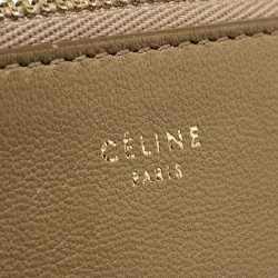 Pre Owned Celine Dark Beige/Red Leather Solo Clutch Pouch