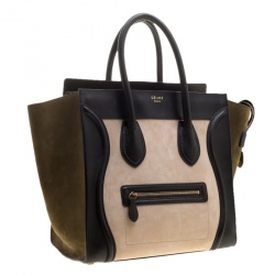 مملوكة مسبقًا حقيبة يد سيلين ميني لاغيدج سويدي وجلد ثلاثية اللون