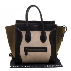 مملوكة مسبقًا حقيبة يد سيلين ميني لاغيدج سويدي وجلد ثلاثية اللون