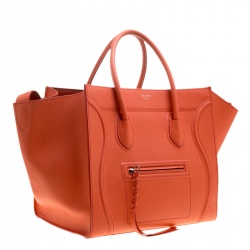 Celine Orange Leather Medium Phantom Luggage Tote