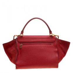 Pre Owned Celine Red Leather and Suede Medium Trapeze Bag