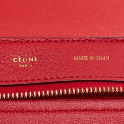 Pre Owned Celine Red Leather and Suede Medium Trapeze Bag