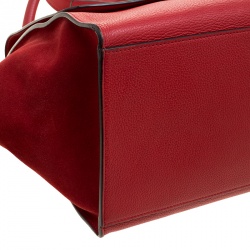 Pre Owned Celine Red Leather and Suede Medium Trapeze Bag