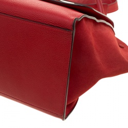 Pre Owned Celine Red Leather and Suede Medium Trapeze Bag