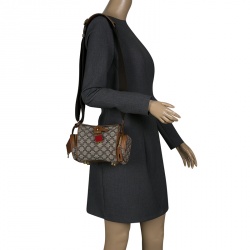 Pre Owned Celine Brown/Cognac Monogram Canvas and Leather Mini Camera Crossbody Bag