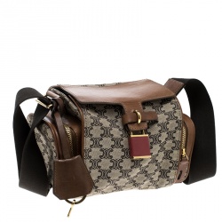 Pre Owned Celine Brown/Cognac Monogram Canvas and Leather Mini Camera Crossbody Bag
